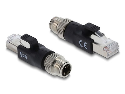 DeLOCK 90833 kabel kønsskifter M12 8-pin RJ-45 Sort