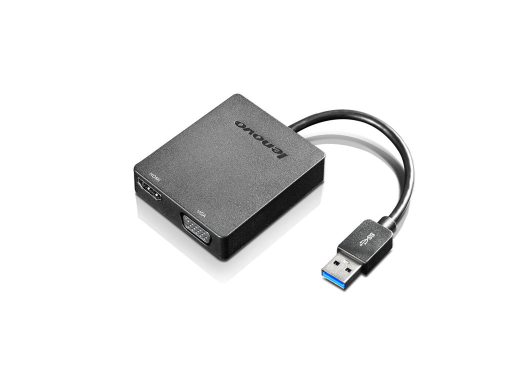 Lenovo Universal USB 3.0 to VGA/HDMI USB grafisk adapter Sort