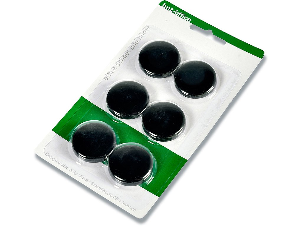 Magneter, Sort, Ø3 cm, 6 stk, BNT Office 