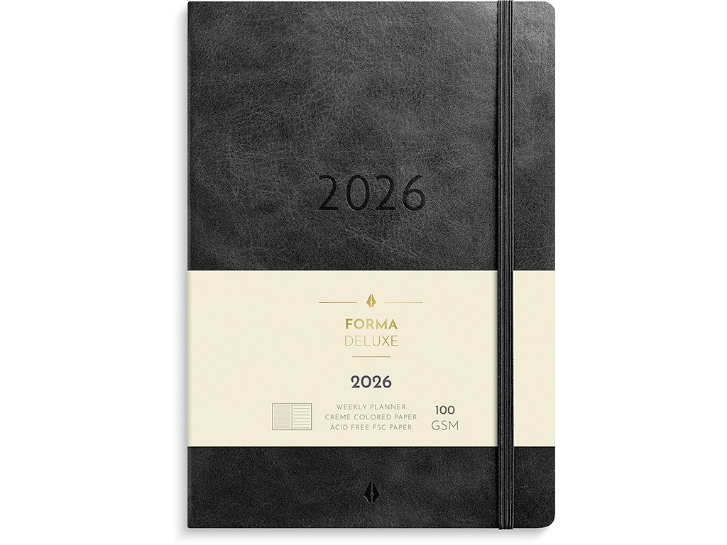 Kalender, 2026, A5 Forma Deluxe, 1 uge pr. opslag, Sort, Mayland