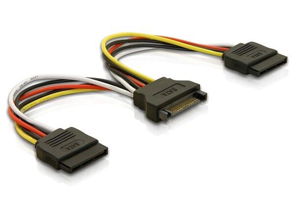 DeLOCK Cable Power SATA 15pin > 2x SATA HDD – straight 0,15 m