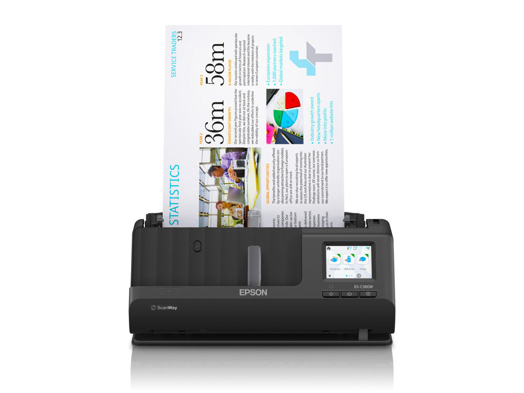 Epson ES-C380W ADF + Ark-fodret scanner 600 x 600 dpi A4 Sort