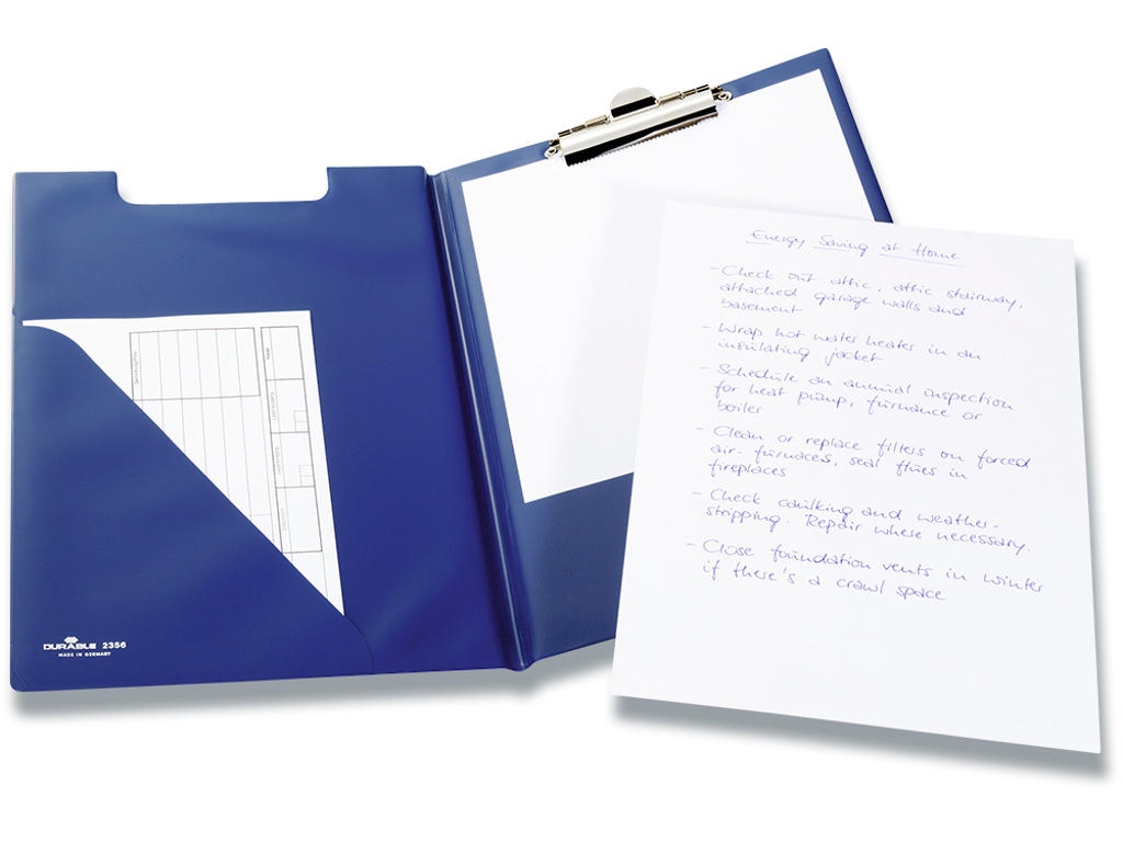 Clipboard, Blå, Med forside, A4, Durable