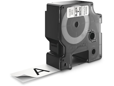 Labeltape, 24mm x 7m, Sort på Hvid, 1 rulle, Dymo D1 53713