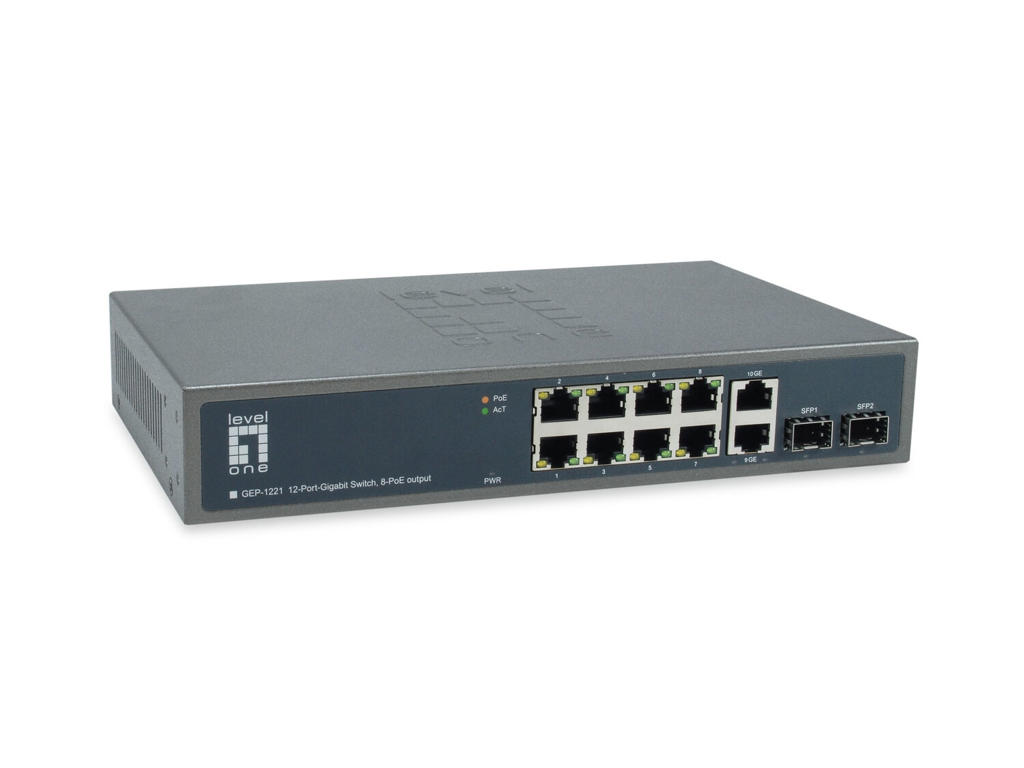LevelOne GEP-1221 netværksswitch Ikke administreret Gigabit Ethernet (10/100/1000) Strøm over Ethernet (PoE) Sort
