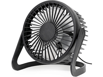 Ventilator til bord, Mini, 15x15x12 cm, Strøm via USB, Sort, Platinet