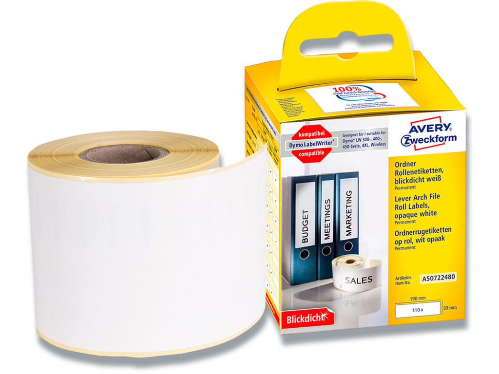 Labeletiketter, Universal, 59x190 mm, 1 rulle af 110 etiketter, Avery 99019