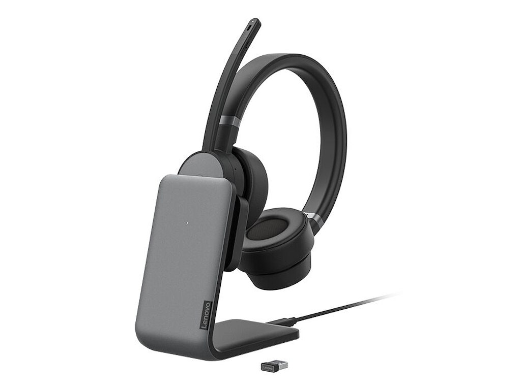 Lenovo Go Wireless ANC Headset with Charging stand Kabel & trådløs Kontor/Callcenter Bluetooth Opladningsstativ Sort