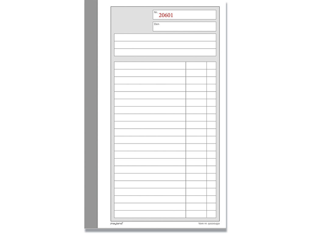 Triplikatbog, Med talkolonne, 21 linjer, 200x108 mm, Mayland 