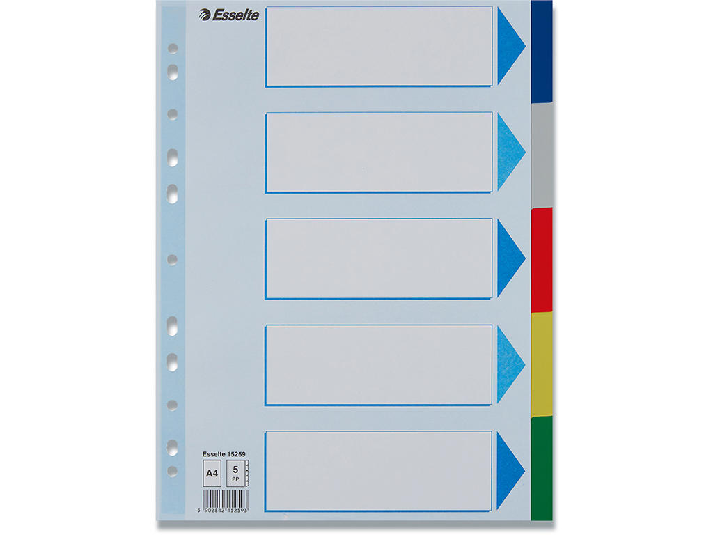 Faneblade, A4, 5-delt, Flerfarvet, Esselte 