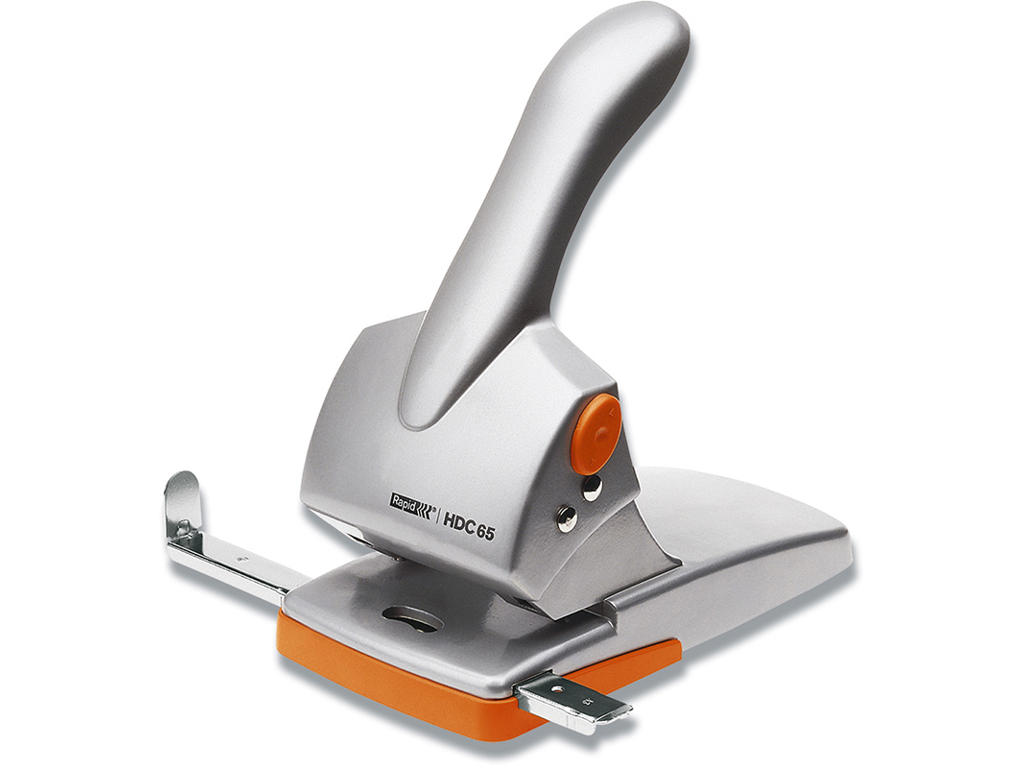 Hulapparat, 2-huls, 65 ark, Sølv-orange, Rapid Heavyduty HDC65