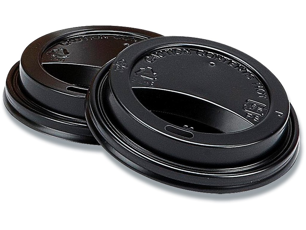Kaffebægerlåg, Passer til 12/16oz 34/45cl kaffebæger, Sort, 1000 stk, 