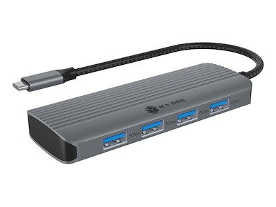 ICY BOX IB-DK4022a-CPD Ledningsført USB 3.2 Gen 1 (3.1 Gen 1) Type-C Aluminium, Sølv