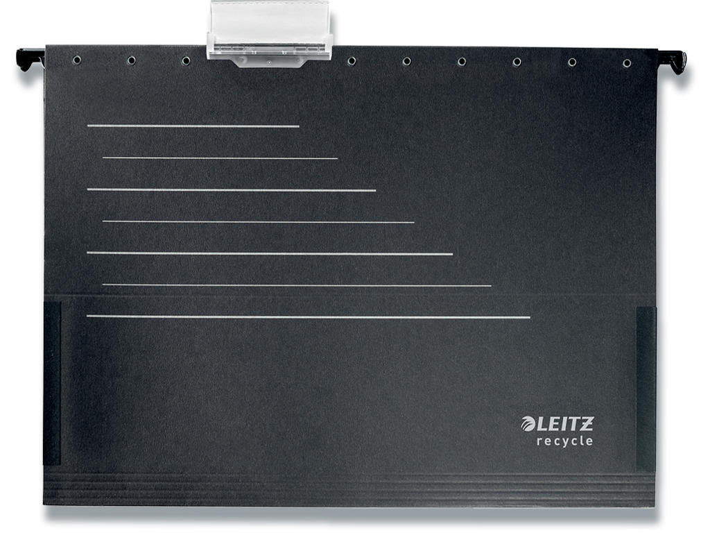 Hængemapper, 10 stk, A4, Sort, Leitz Recycle Med sideluk
