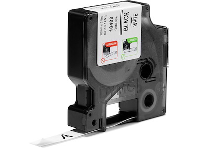 Labeltape, 12mm x 3.5m, Sort på Hvid, 1 rulle, Dymo Rhino Industri