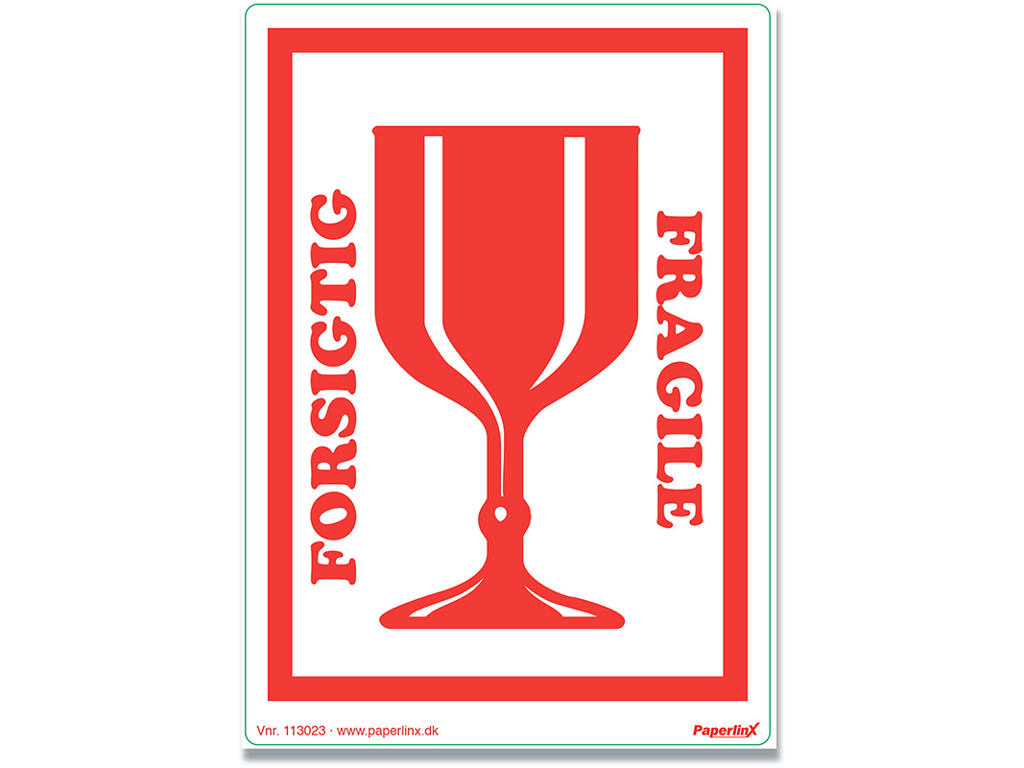 Etiketter, 150x210 mm, Rød og hvid, 250 etiketter i alt, BNT ''FORSIGTIG'' XL