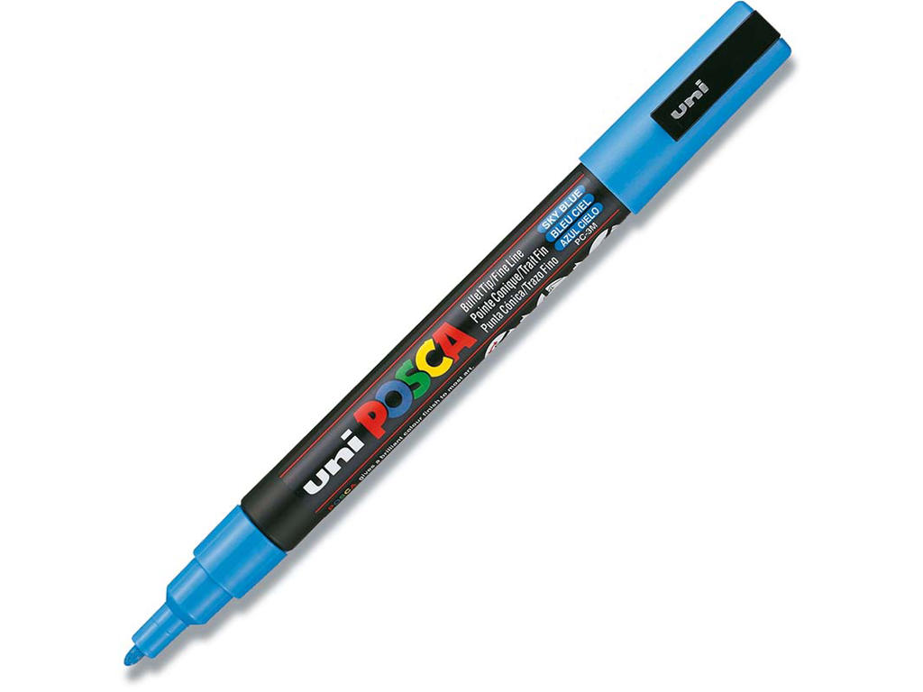 Paint marker, 0.9-1.3 mm, Himmelblå, Rund spids, uni Posca PC-3M