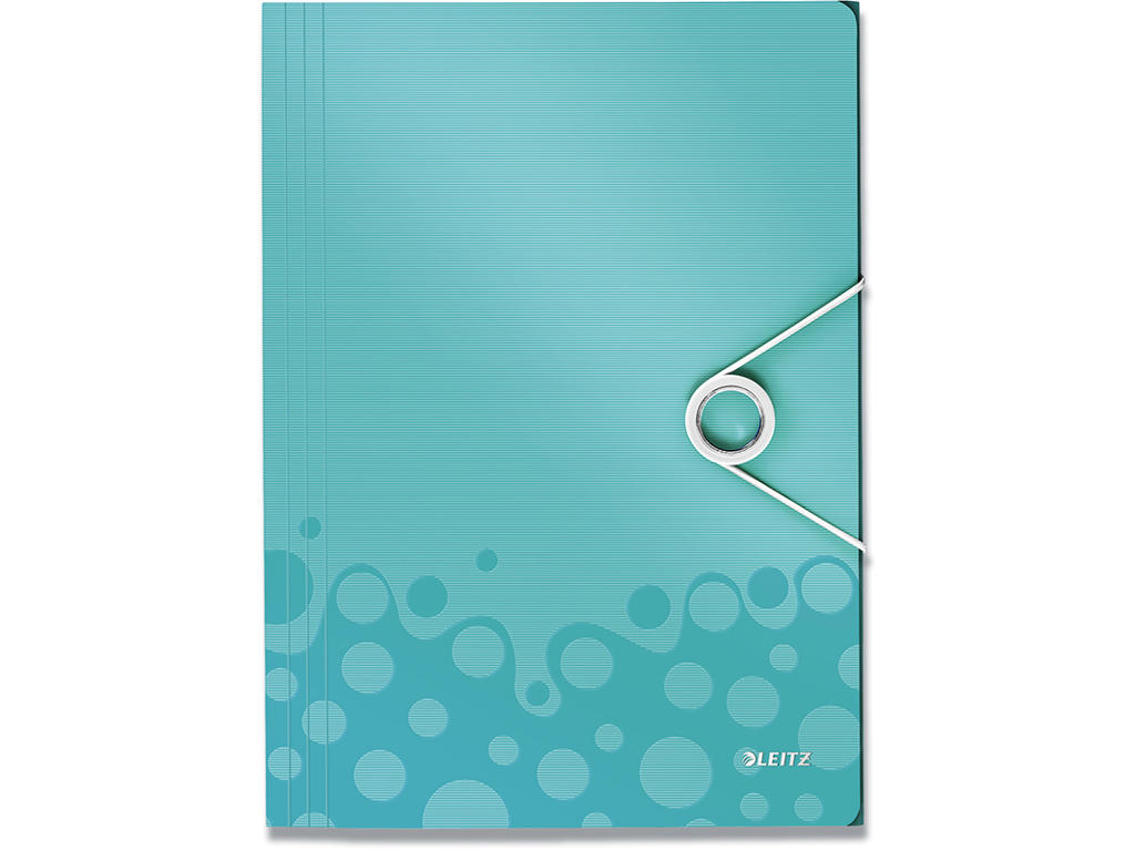 Samlemappe, 3 klapper, 1 elastik, Metallic isblå, Leitz WOW 