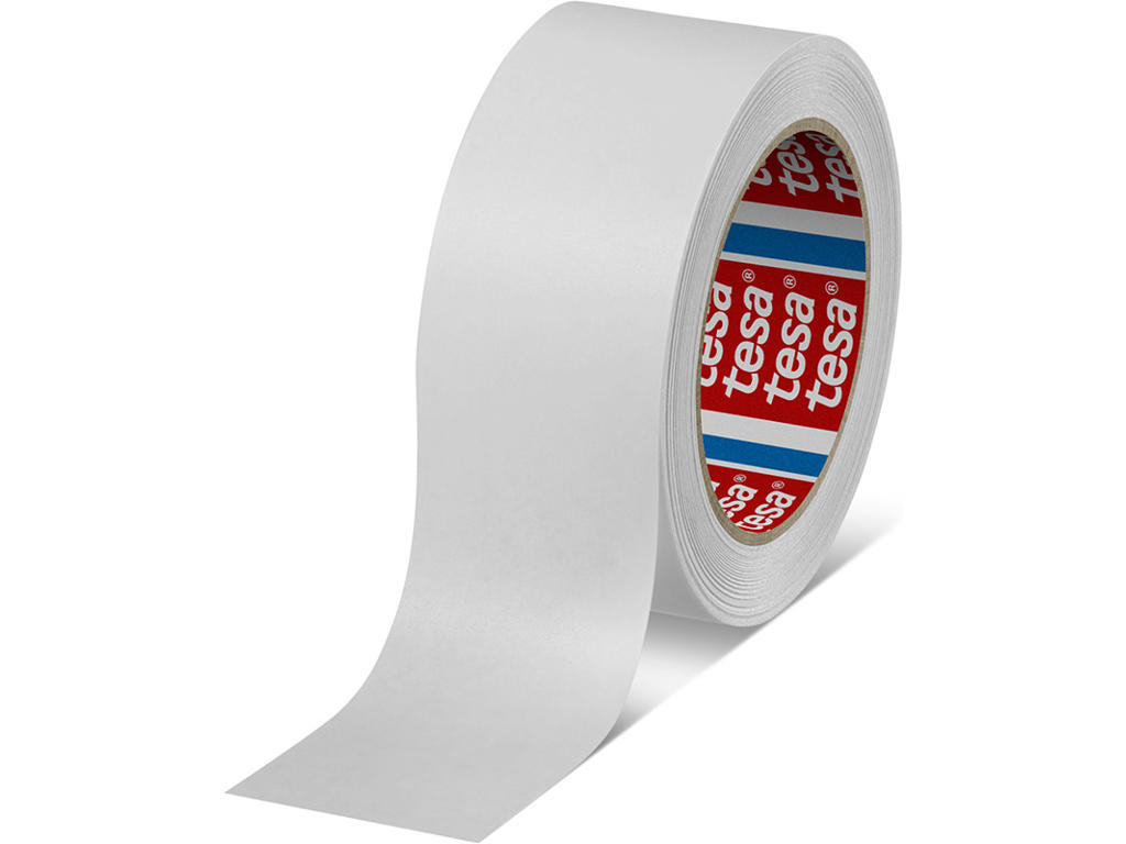 Tape - emballage, 50mm x 50m, Hvid, 1 rulle, Tesa Papir 4313 PV10