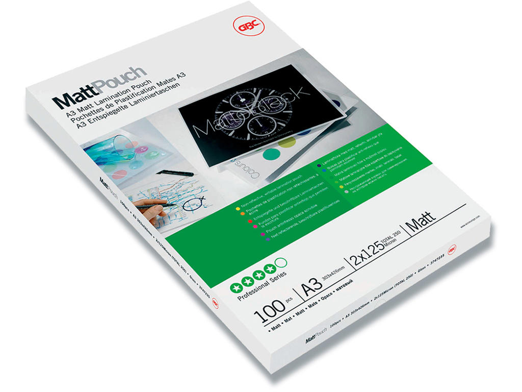 Lamineringslommer, A3, 303x426 mm, 125 micron, GBC Mat 