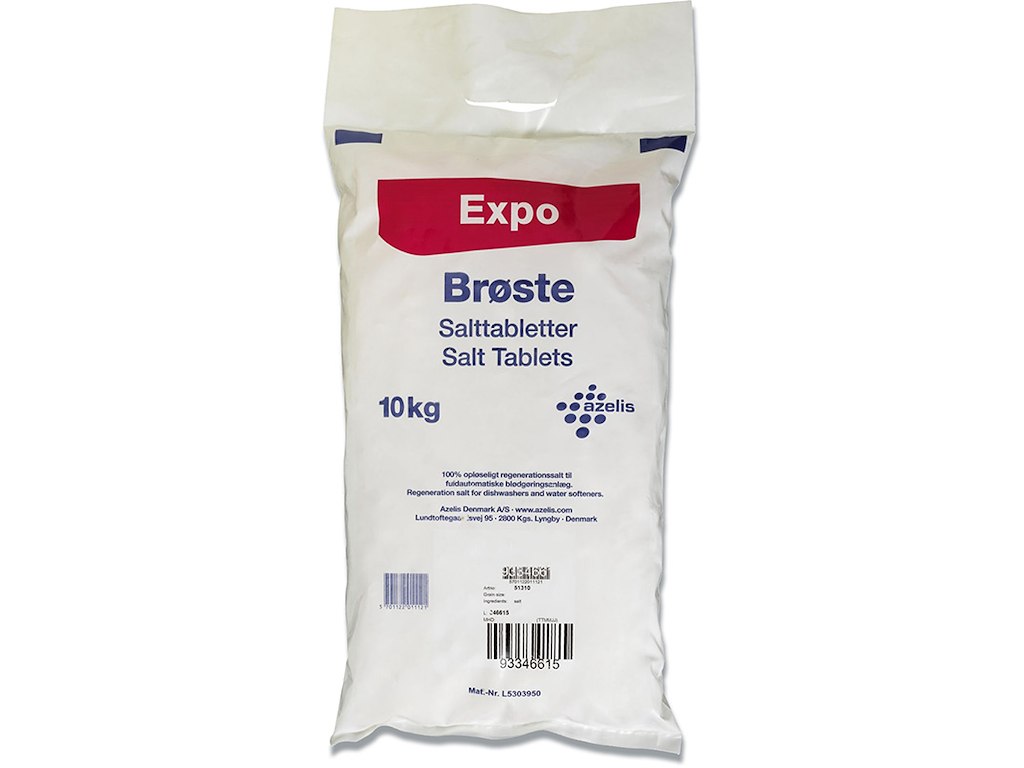 Salttabletter, Til blødgøringsanlæg til opvaskemaskiner, 10 kg, Brøste Expo