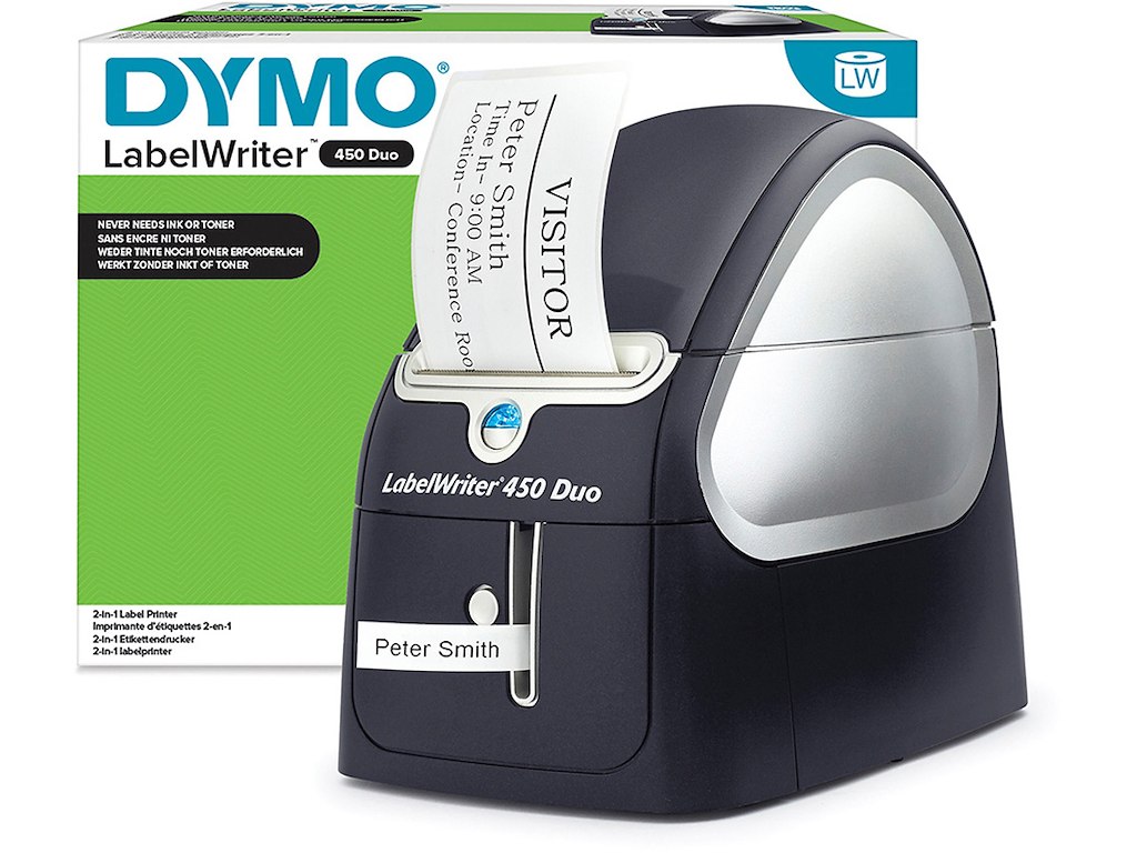 Labelprinter, Skrivebord, Labeletiketter og 6-24 mm D1 tape, Dymo LabelWriter 450 Duo