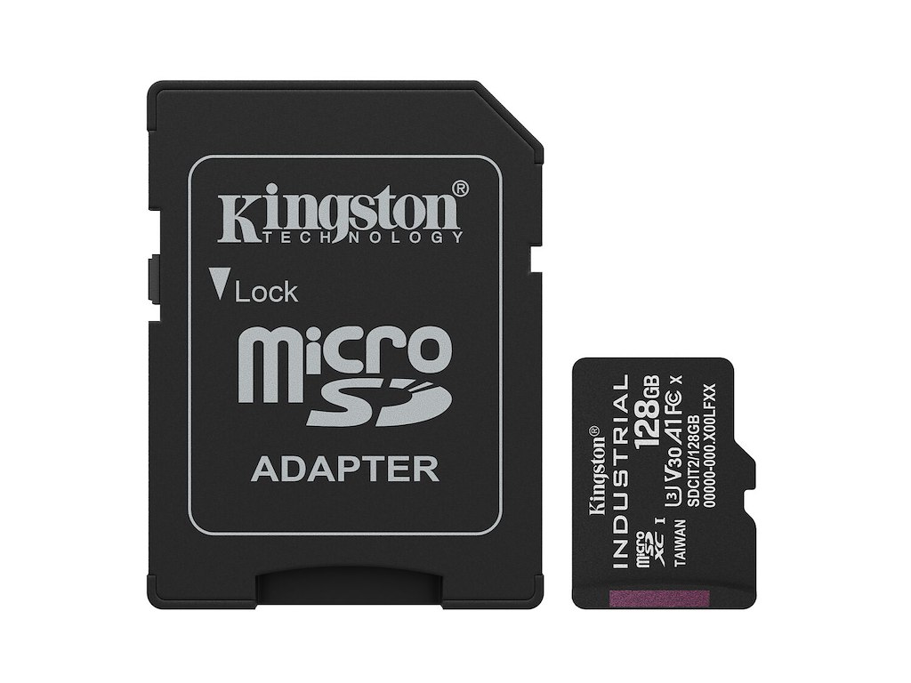 Kingston Technology 128GB microSDXC Industrial C10 A1 pSLC kort + SD-adapter