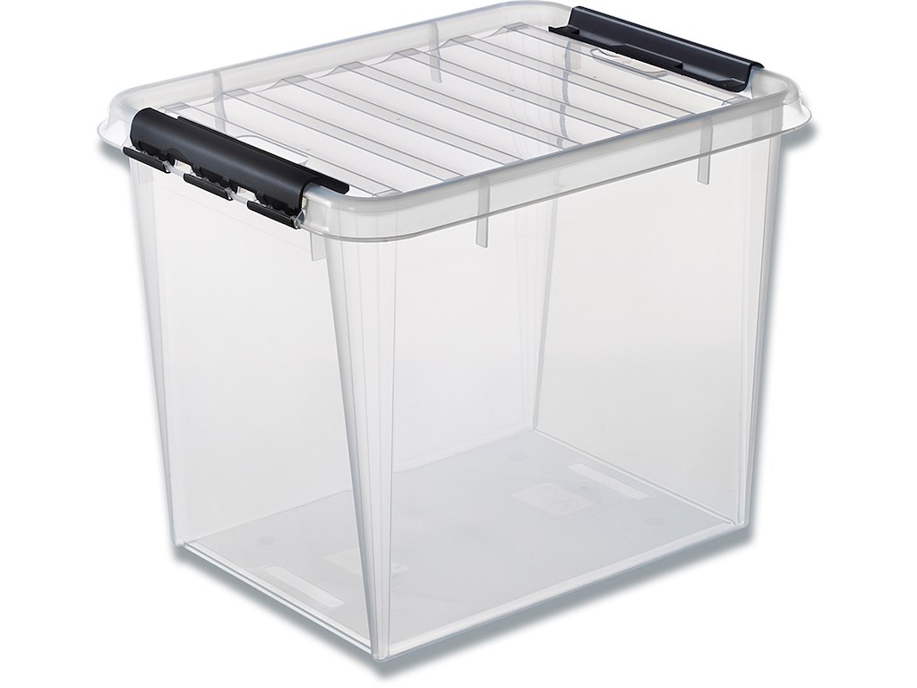 Plastkasse, Transparent, 52 liter, Med låg, 50x39x41cm, Smart Store