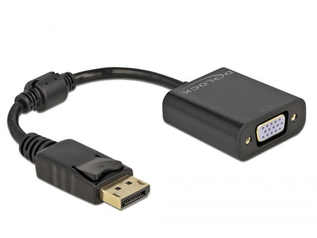 DeLOCK 61006 videokabel adapter 0,15 m DisplayPort VGA (D-Sub) Sort