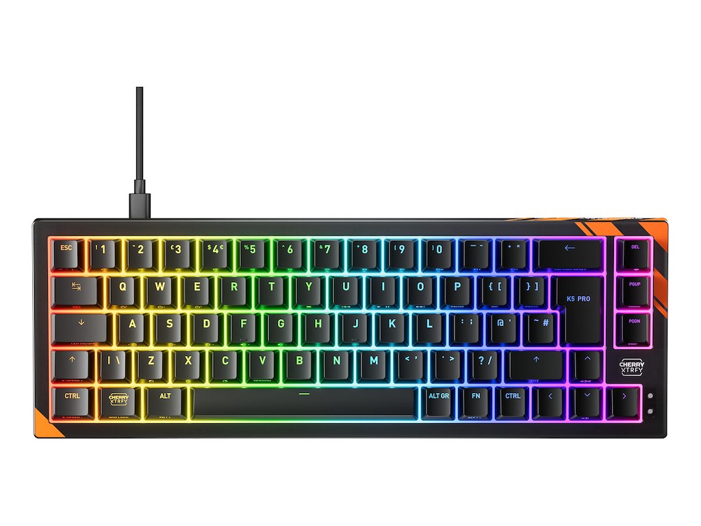 CHERRY K5 PRO TMR COMPACT tastatur Spil USB QWERTY UK engelsk Sort, Orange