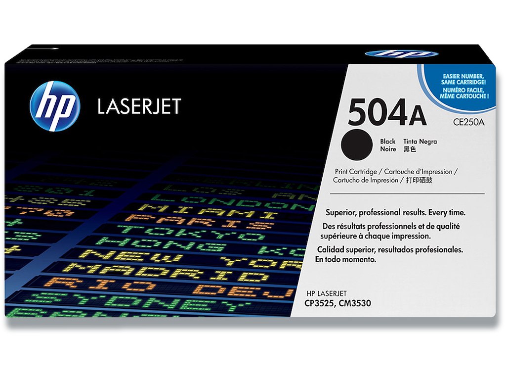Toner, 504A, Black-sort, 5.000 sider, HP CE250A