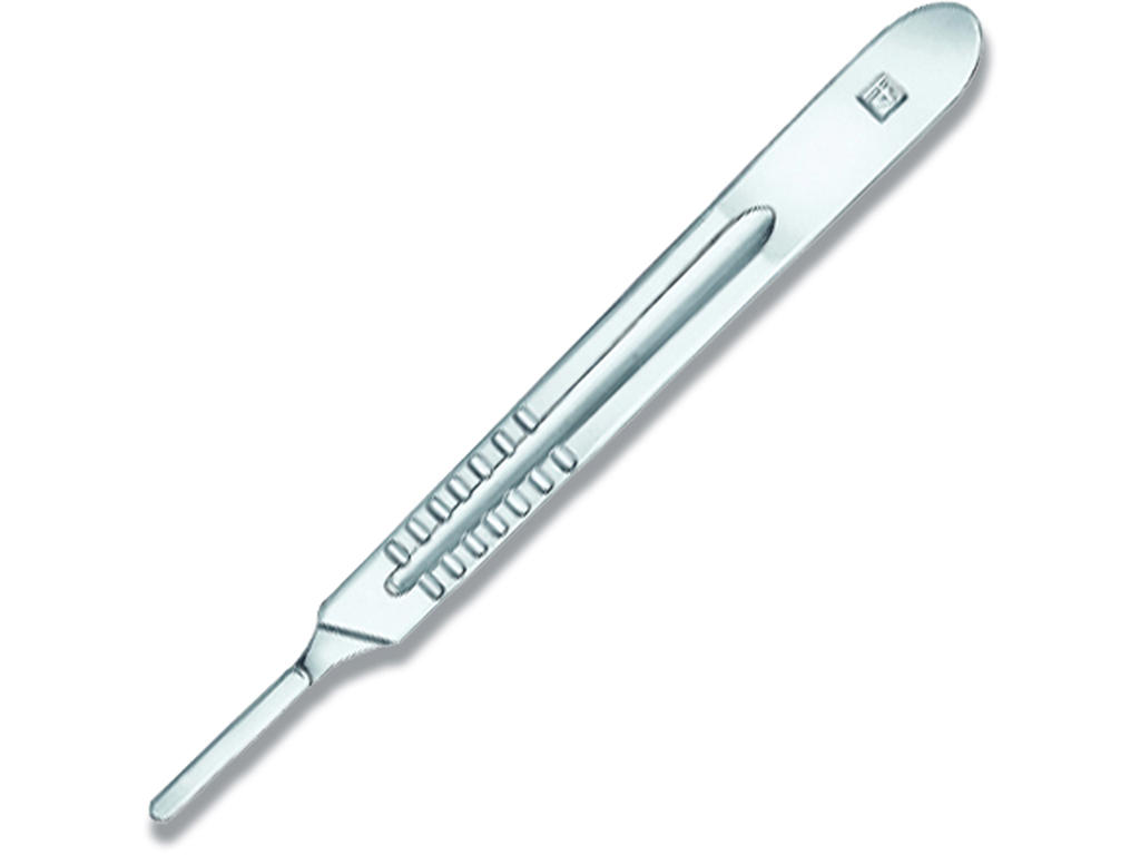 Skalpelgreb, rustfrit stål, Nr 4, 1 stk, Passer til blade Nr. 21,22,22a,23,24, 25, 25a