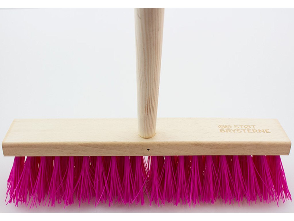 Gadekost, "Støt Brysterne", Pink, 38x7.6 cm, 150 cm skaft, Roliba