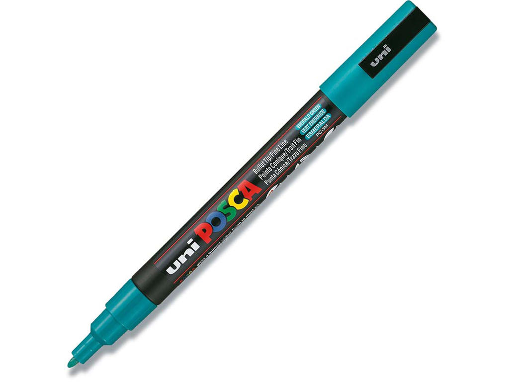 Paint marker, 0.9-1.3 mm, Smaragd grøn, Rund spids, uni Posca PC-3M
