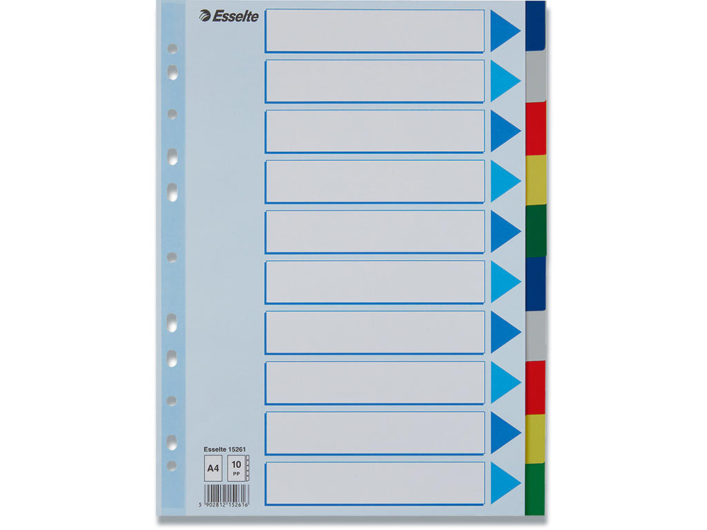 Faneblade, A4, 10-delt, Flerfarvet, Esselte 