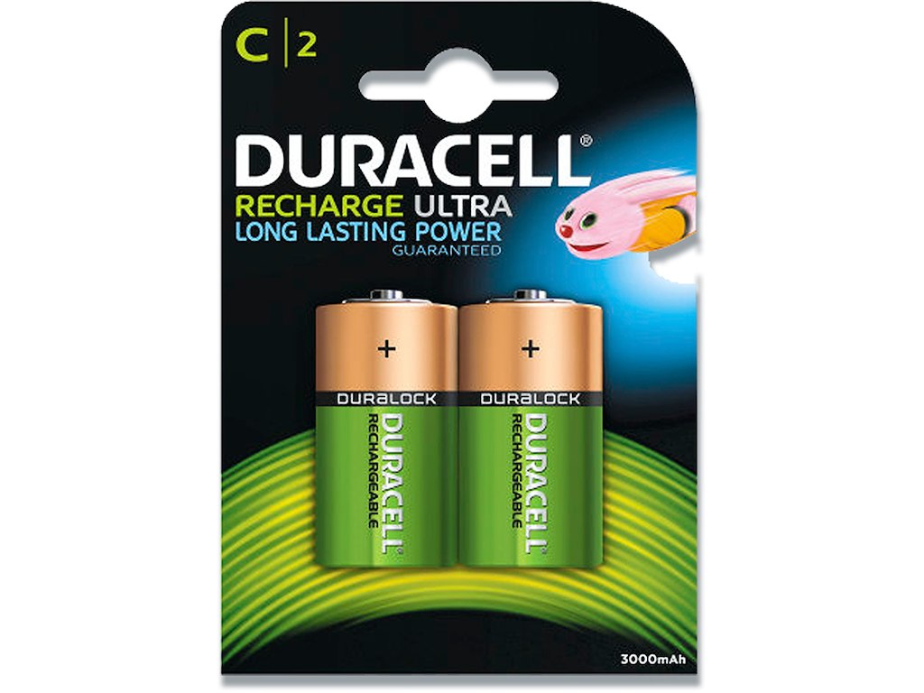 Batteri, C, 1.2 V, 2 stk, Duracell Rechargeable