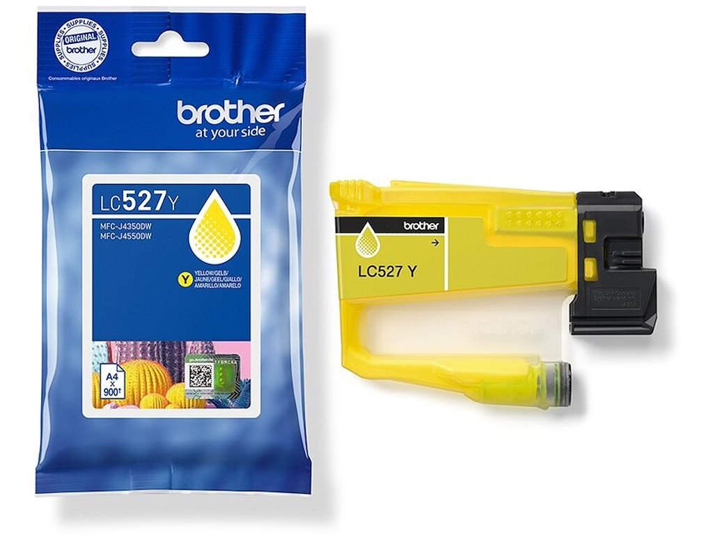 Blækpatron, 1 stk, 900 sider, Yellow-gul, Brother LC527Y