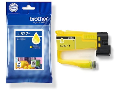 Blækpatron, 1 stk, 900 sider, Yellow-gul, Brother LC527Y