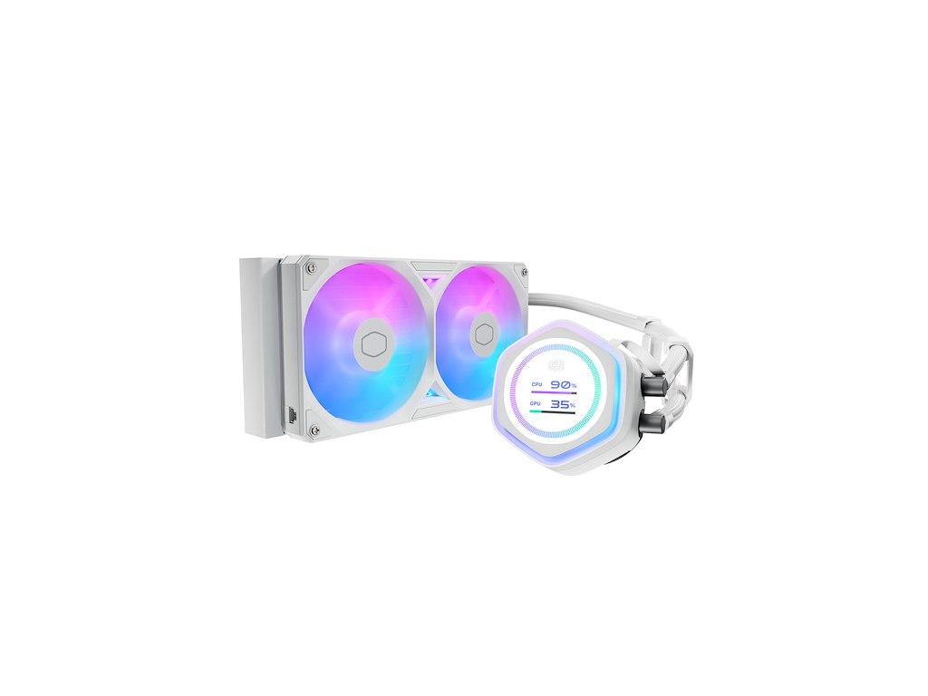 Cooler Master MasterLiquid Atmos II LCD Processor Væskekølingssæt 12 cm Hvid 1 stk