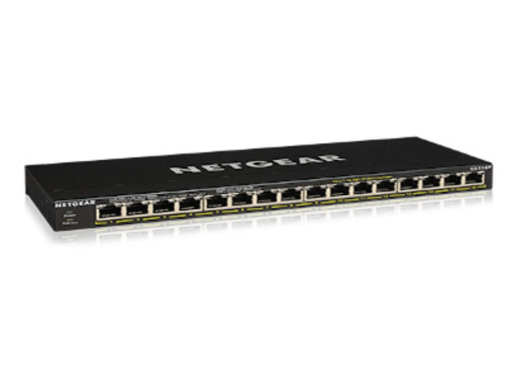 NETGEAR GS316P Ikke administreret Gigabit Ethernet (10/100/1000) Strøm over Ethernet (PoE) Sort
