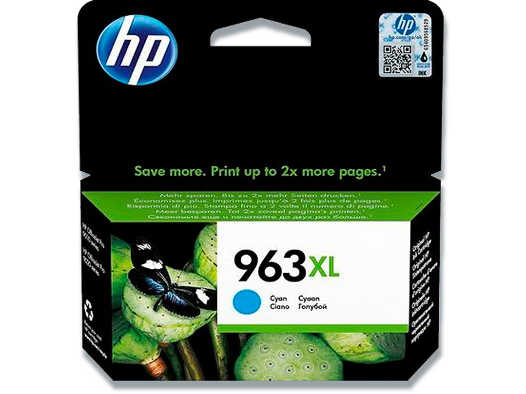 Blækpatron, 1 stk, 1.600 sider, Cyan-blå, HP 963XL