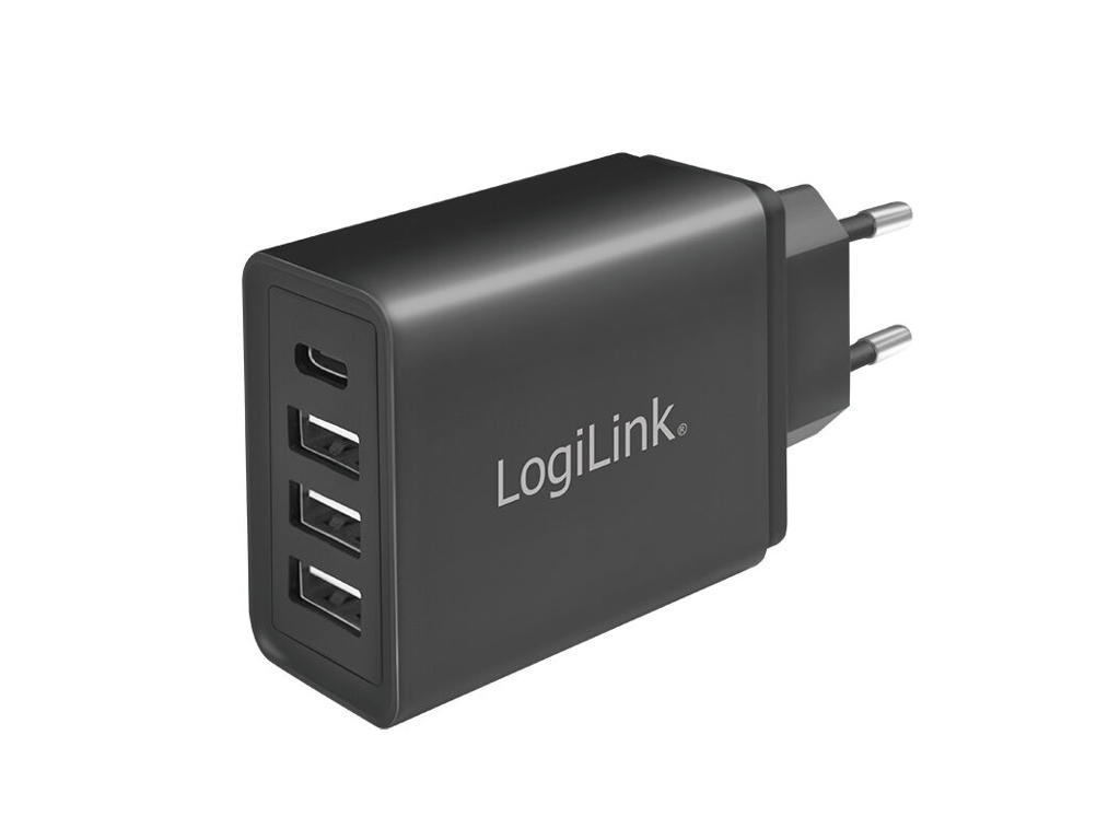 LogiLink PA0221 oplader til mobil enhed Universel Sort Vekselstrøm Hurtig opladning Indendørs