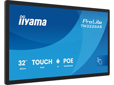 iiyama TW3226AS-B3P skilte display Interaktivt fladpanel 80 cm (31.5") LED Wi-Fi 500 cd/m² Fuld HD Sort Berøringsskærm Indbygget processer Android 14 24/7