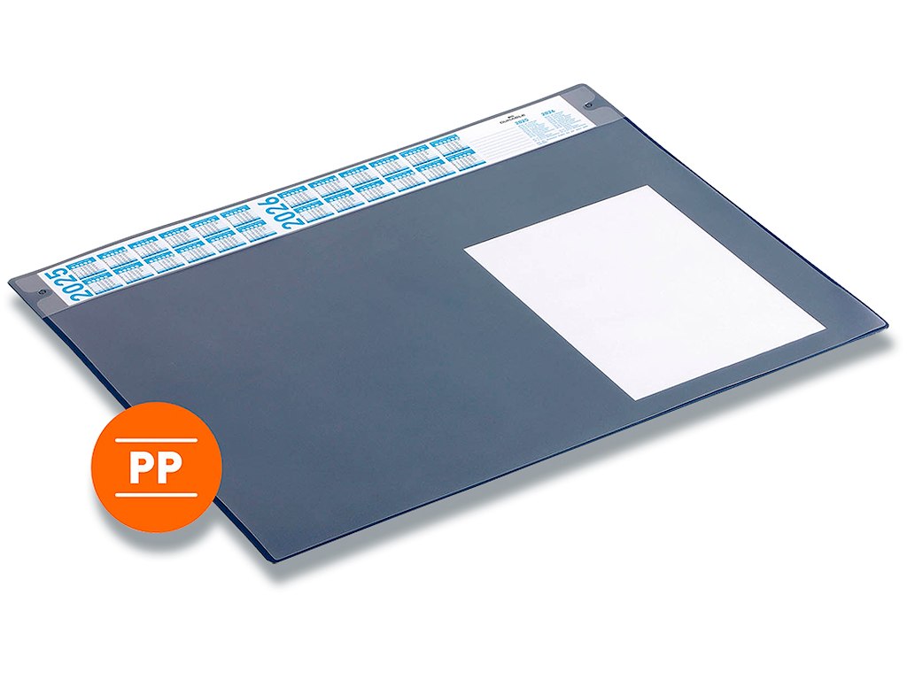 Skriveunderlag, 65x48 cm, Mørkeblå, PP, Med 4 års kalender, Durable 