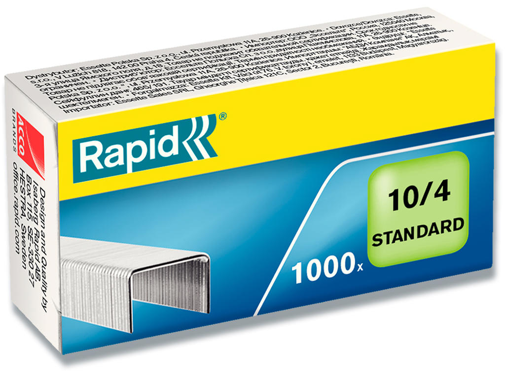 Hæfteklammer, Klamme 10/4, 10 ark, 1.000 klammer, Rapid Standard