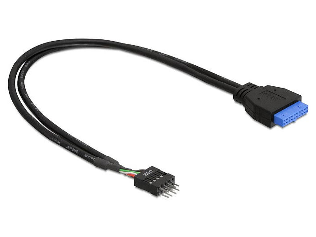 DeLOCK USB 3.0 19 pin - USB 2.0 8 pin 60cm Sort