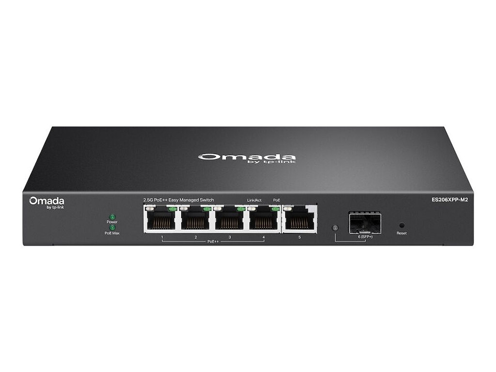 TP-Link ES206XPP-M2 netværksswitch Administreret L2 2.5G Ethernet (100/1000/2500) Strøm over Ethernet (PoE) Bord-/vægmontering Sort