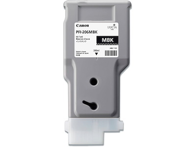 Blækpatron, 1 stk, Mat Black-mat sort, 300 ml, Canon PFI-206MBK