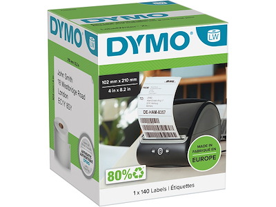 Labeletiketter, Forsendelse, 102x210 mm, 1 rulle af 140 etiketter, Dymo LabelWriter