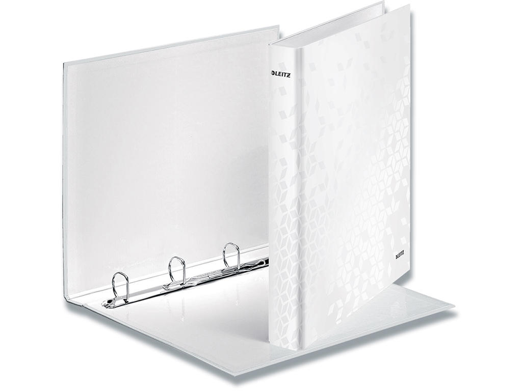 Ringbind, A4 Maxi, 4 D-ringe, Ø25 mm, 4.0 cm, Metallic hvid-sort, Leitz WOW